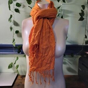 🍁2 for $14🍂 Unbranded Orange Tassle Scarf EUC